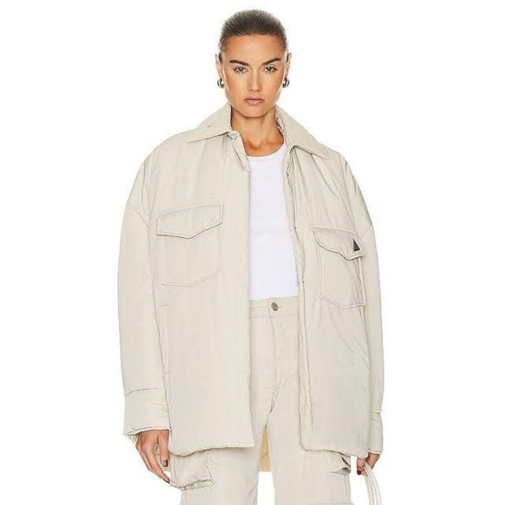 The Attico Short Quilted Coat Ivory Oversized Padded Jacket IT 42 NWT